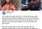 activist Israel Joe says "The money late Miss Favour was requesting from Odogwu Asaba was to treat the infection he gave her..."  as he reveals her body will be exhumed for autopsy