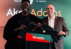 Akor Adams wore an agbada for his official unveiling as a Venezia player