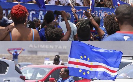 ???????? CAPE VERDEAN players are given heroes' welcome as they arrive home following their historic and emphatic World Cup performance