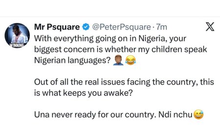 Musician Peter Okoye slams trolls who attacked him for expressing joy at his kids