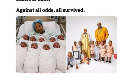 This lady is going viral for giving birth to 9 babies at once and breaking the world record