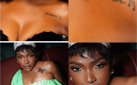 Anne Idibia has  CANCELLED the “ Idibia “ tattoo “ on her chest .  She changed it to a cute butterfly