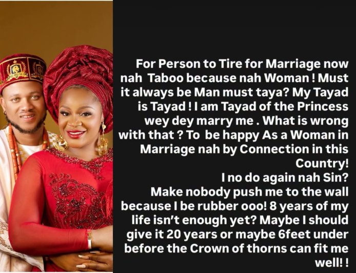Actress Uche Ogbodo shared this post on Instagram few a Hours ago regarding her marriag