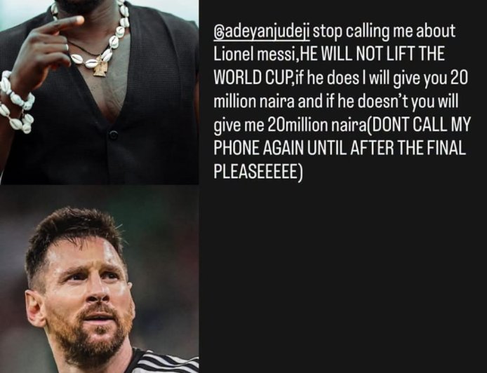 VeryDarkMan places bet with his lawyer over who will win the World Cup
