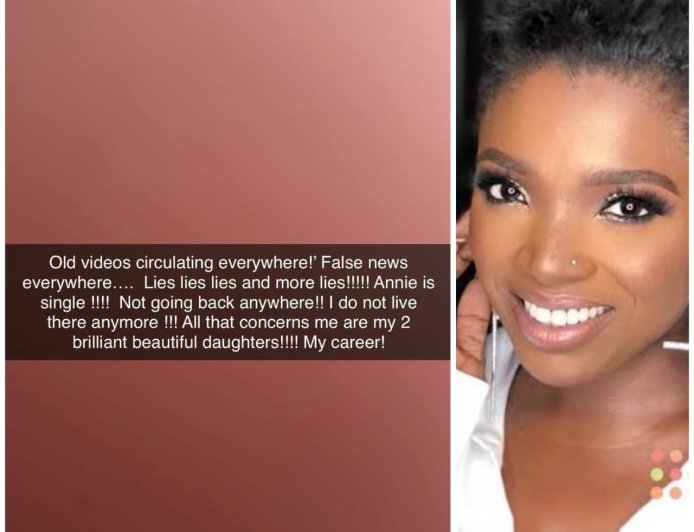 Nollywood Actress Annie Macaulay continues to dismiss reports of being back with ex-husband, 2Face Idibia