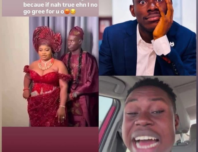 Make e better be fake, because if nah true ehn, I no go gree for you o".  ~ Peller reacts as GehGeh's alleged wedding photos and videos surface online.