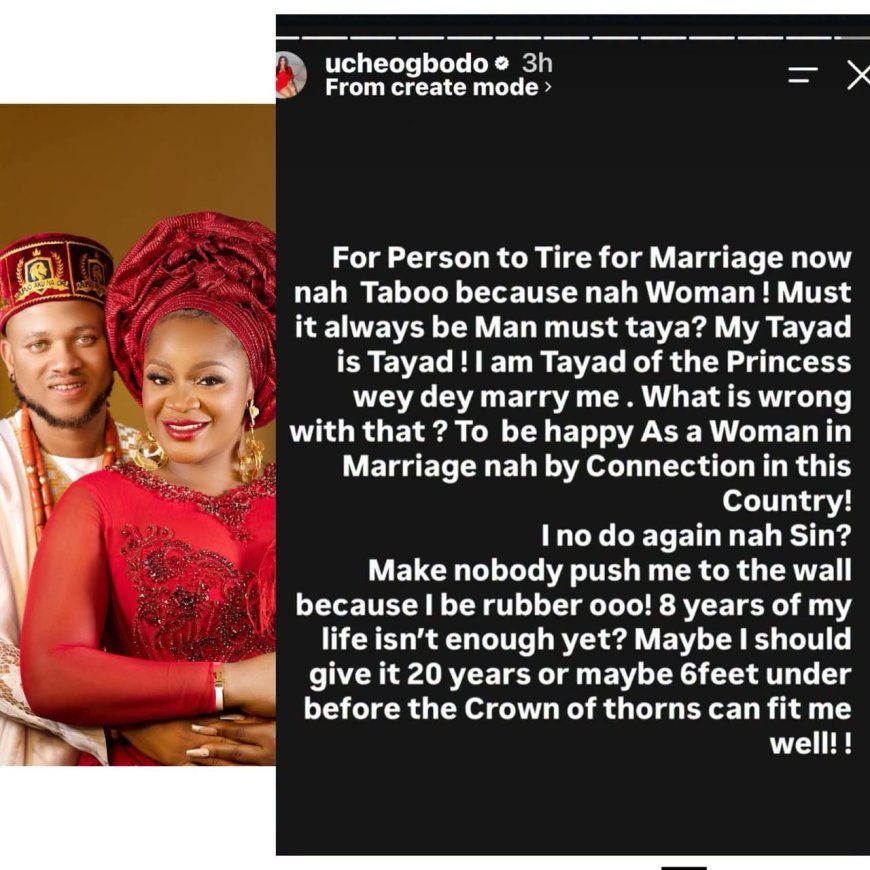 Actress Uche Ogbodo shared this post on Instagram few a Hours ago regarding her marriag