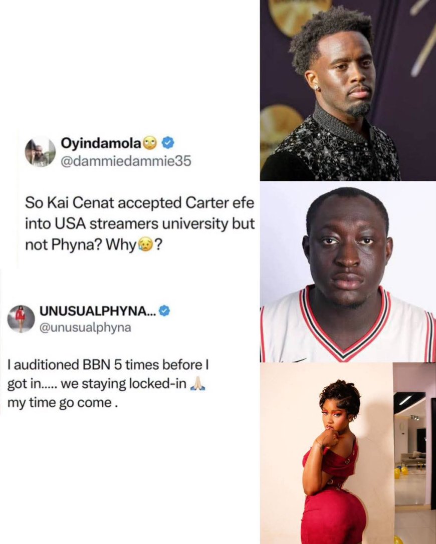 "I auditioned for BBN five times before I got in. My time go come"   — Phyna reacts to concerns about not being chosen for Kai Cenat's Streamer University like Carter Efe.