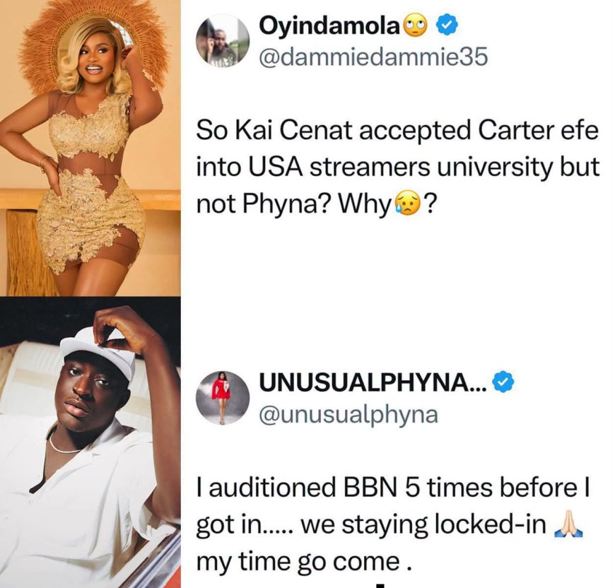 Phyna reacts to concerns about not being chosen for Kai Cenat's Streamer University like Carter Efe.
