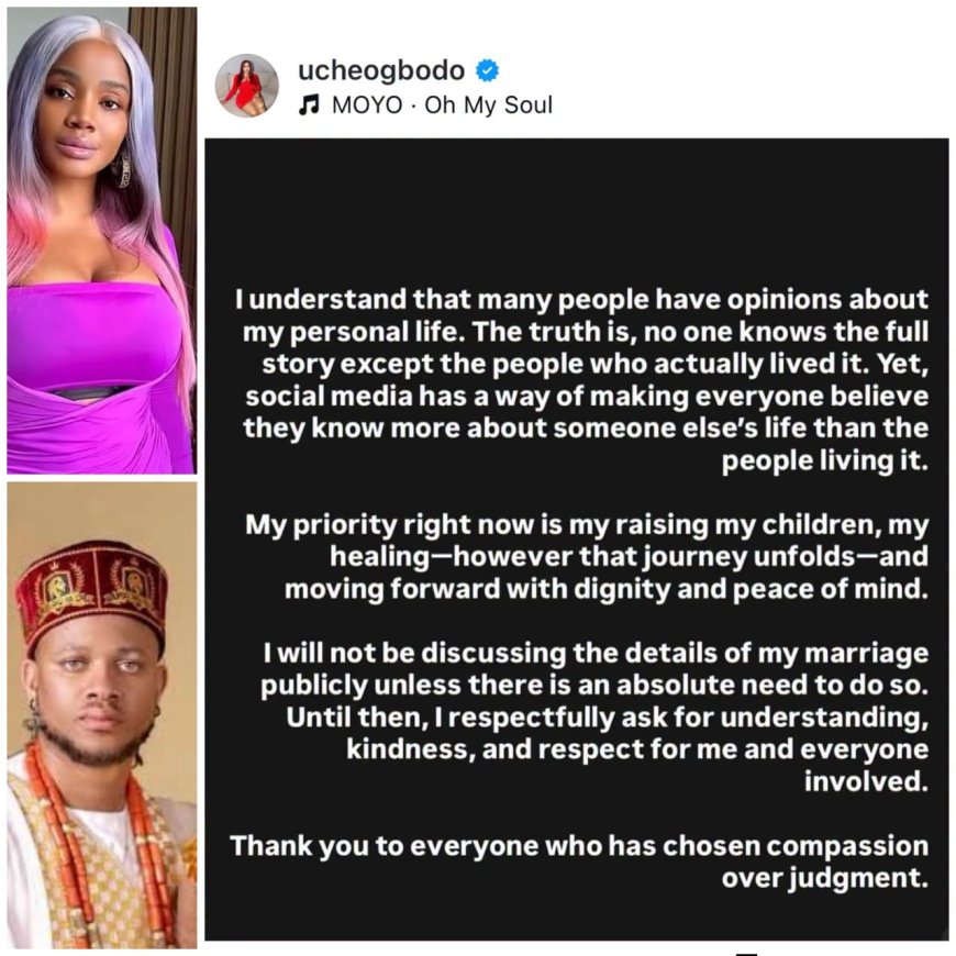 Actress Uche Ogbodo speaks on end of her marriage