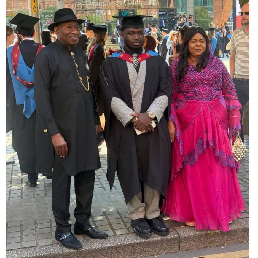 Former President Goodluck Jonathan’s son, Ariwera, bags degree from Manchester Metropolitan University  Jonathan shared the good news on social media.