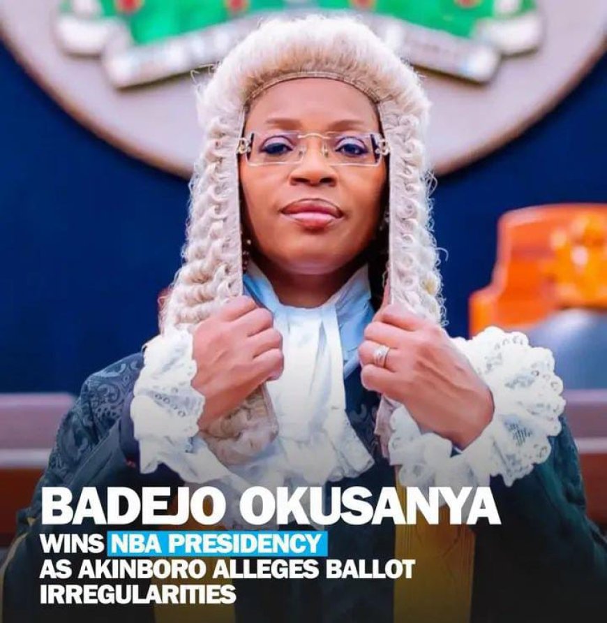 Senior Advocate of Nigeria Oyinkansola Badejo-Okusanya emerged as the 33rd President of the Nigerian Bar Association, defeating Lateef Akangbe, SAN, and Olumuyiwa Akinboro, SAN.  Badejo-Okusanya secured 12,317 votes, while Akinboro later alleged ballot irregularities and questioned the credibility of the election.