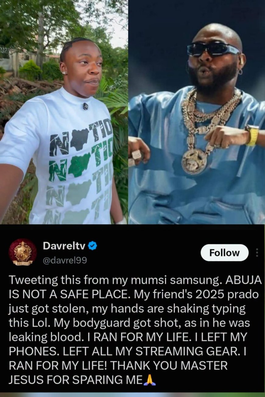 avido's personal streamer, Davrel, recounts a terrifying incident, claiming his friend's 2025 Toyota Prado was stolen, his bodyguard was shot, and he had to abandon his phones and streaming equipment while fleeing for safety.