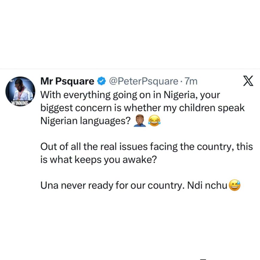 Musician Peter Okoye slams trolls who attacked him for expressing joy at his kids