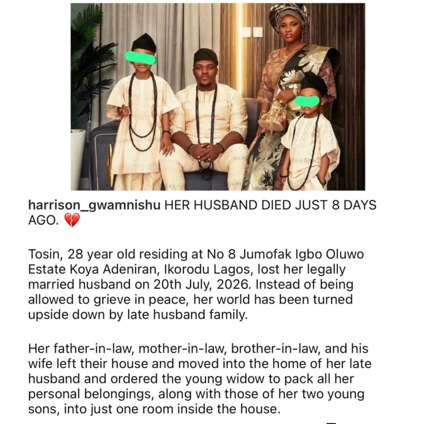 Activist, Harrison Gwamnishu, demands justice for young widow whose in-laws are allegedly harassing and intimidating