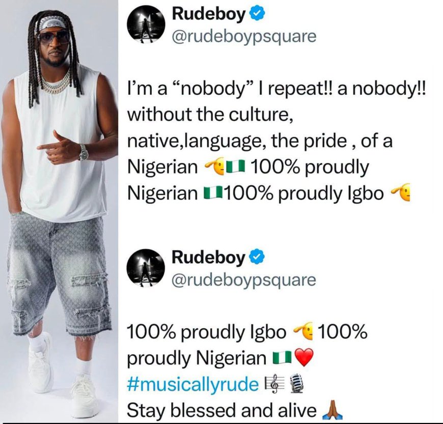Singer Paul Okoye writes days after his twin, Peter, threw shades at Nigerian languages