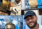 Neymar has been honoured with a statue by Santos.