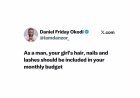 “As a Man, Your Girl’s Hair, Nails & Lashes Should Be in Your Monthly Budget