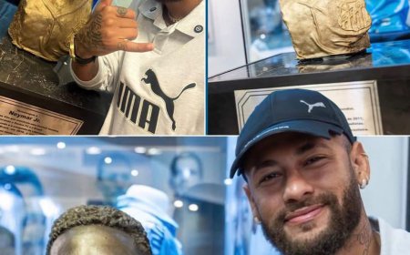 Neymar has been honoured with a statue by Santos.