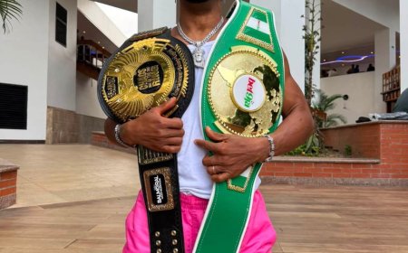 Charles okoocha celebrating his boxing win over portable few hours after he was announced as winner
