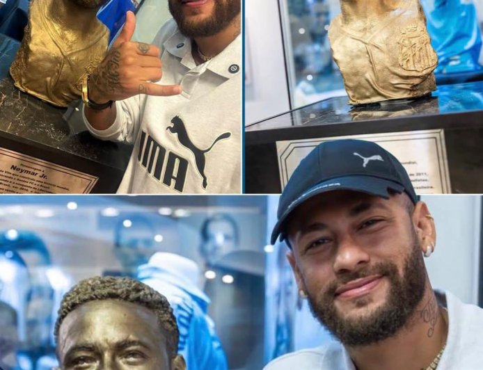 Neymar has been honoured with a statue by Santos.