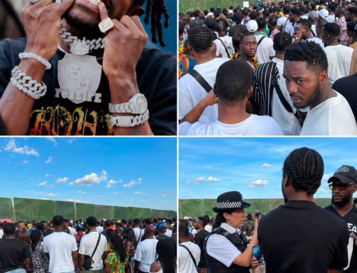 Shatta Wale’s concert in Uk ???????? CANCELLED. ????‍♂️????????.   The population was too much and the security failed to control the people, there was a stampede with some few people sustaining injuries