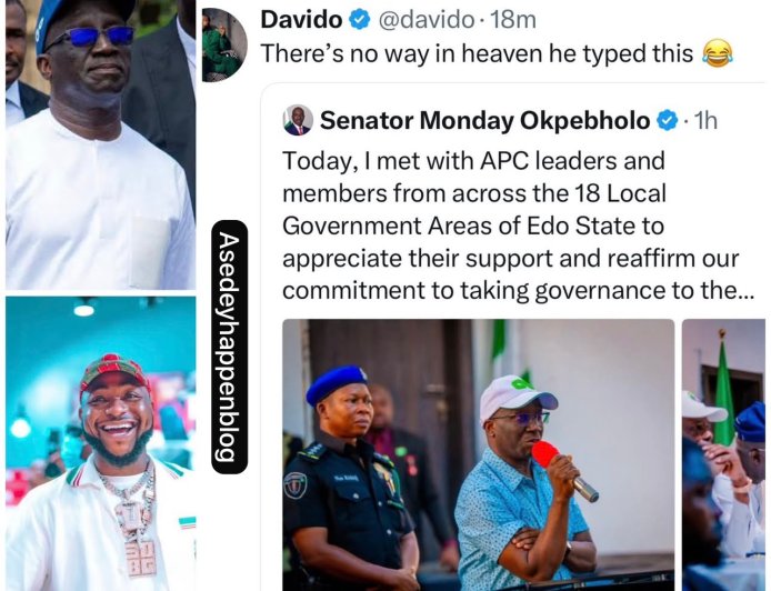 Davido takes another dig at Edo state governor, Monday Okpebho