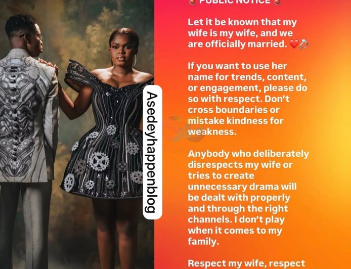 Peller Declares Jarvis Officially His Wife, Warns Against Disrespecting Their Marriage