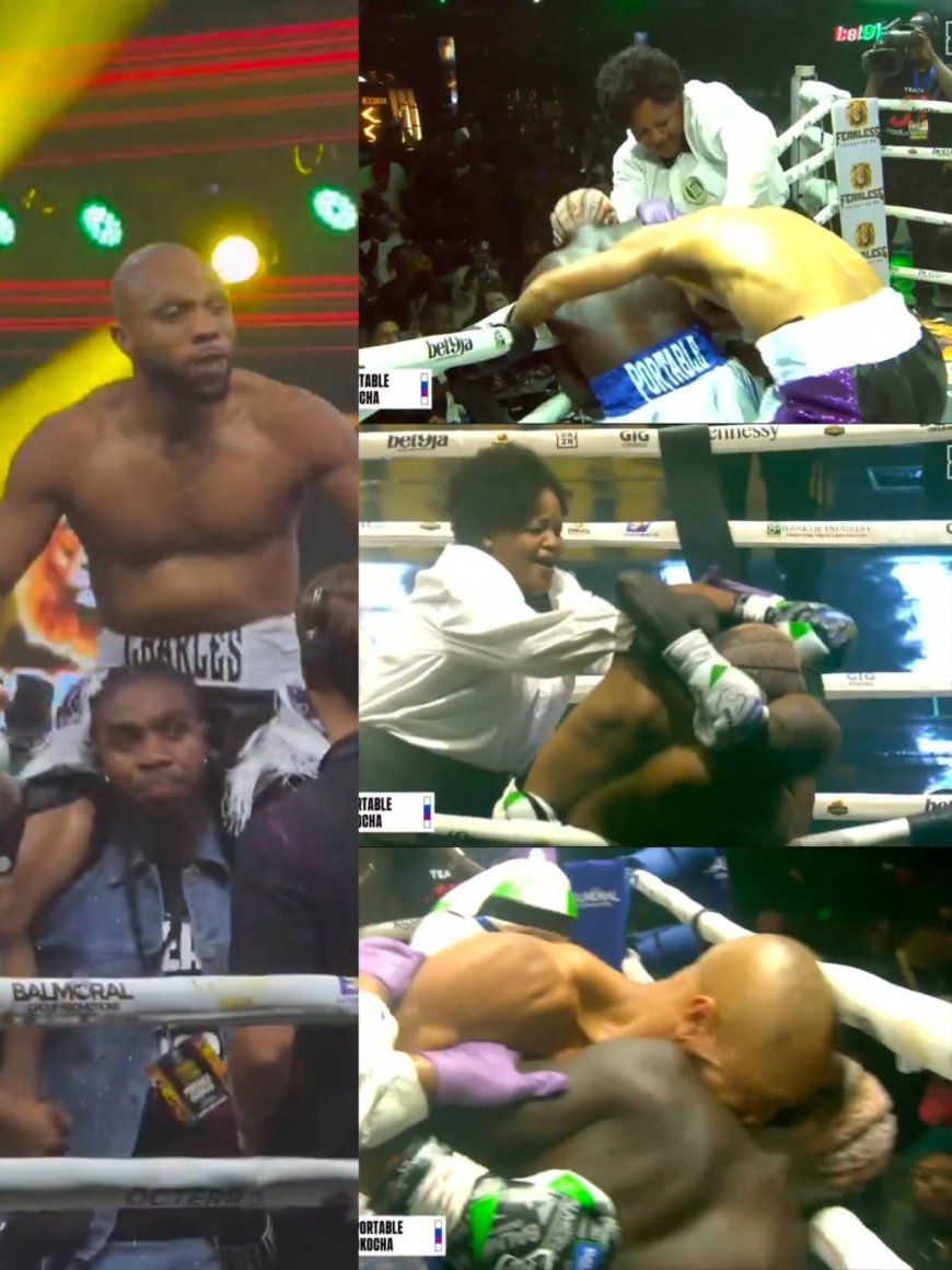Charles Okocha has been crowned the champion after Portable reportedly left the ring to greet someone in the crowd.