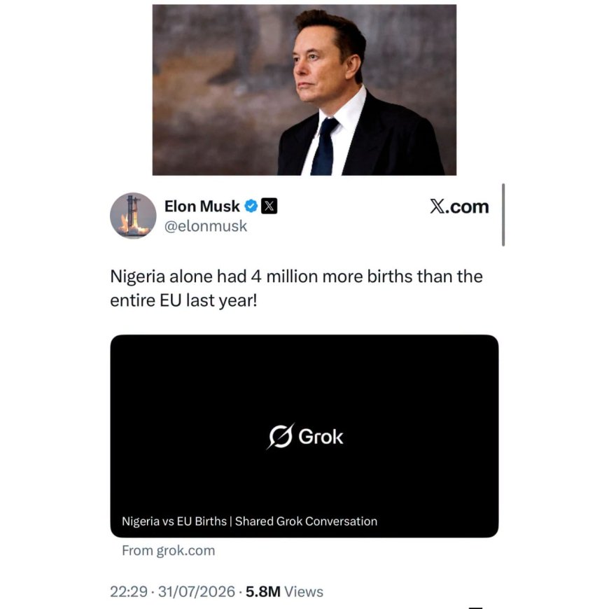 The world’s richest man, Elon Musk, has said Nigeria alone had four million more births than the entire European Union