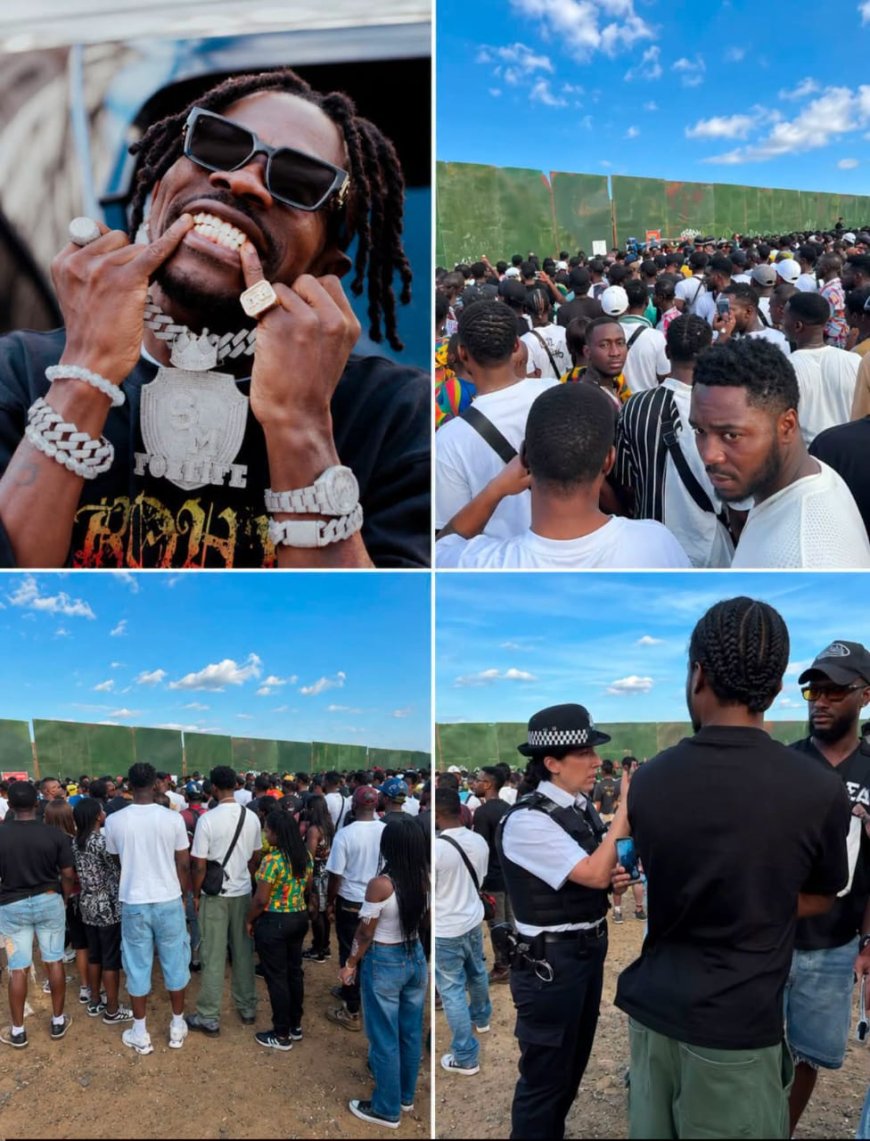 Shatta Wale’s concert in Uk ???????? CANCELLED. ????‍♂️????????.   The population was too much and the security failed to control the people, there was a stampede with some few people sustaining injuries