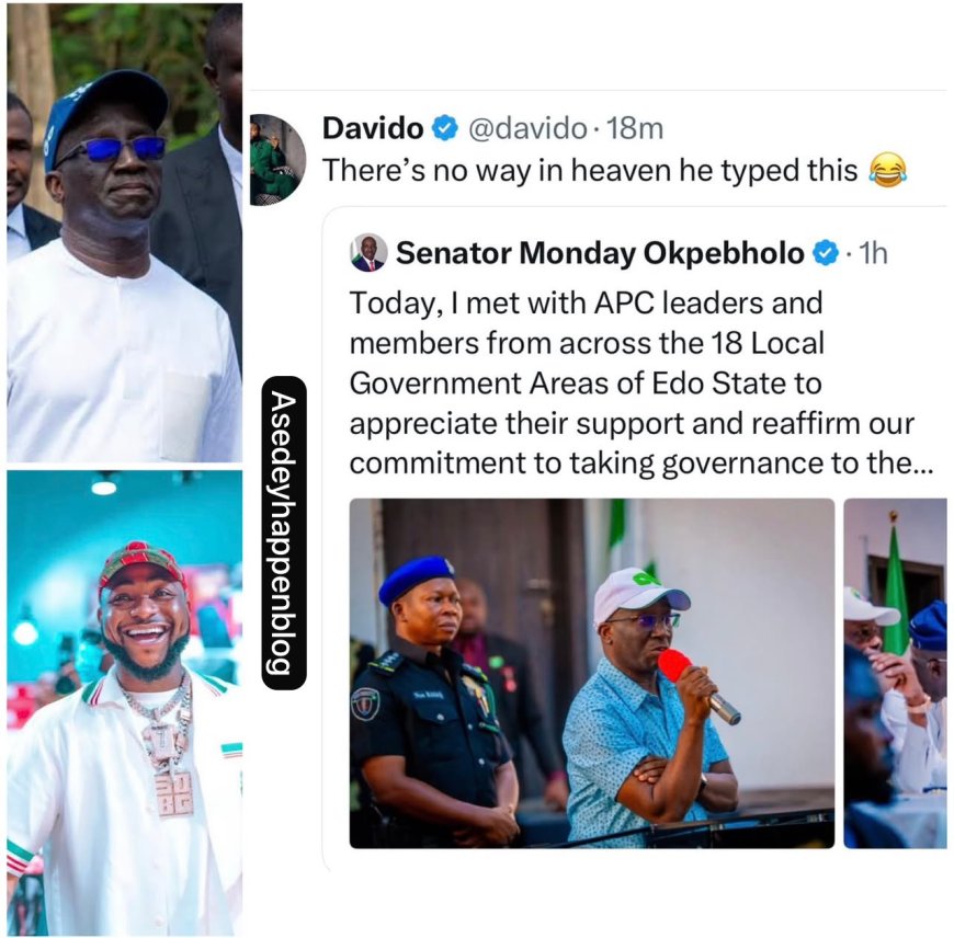 Davido takes another dig at Edo state governor, Monday Okpebho