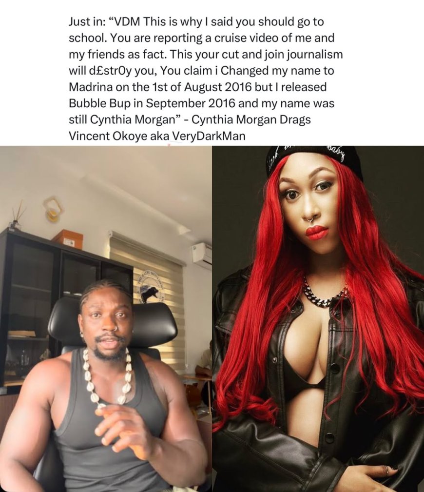Cynthia Morgan Calls Out VeryDarkMan Over “Misleading” Report