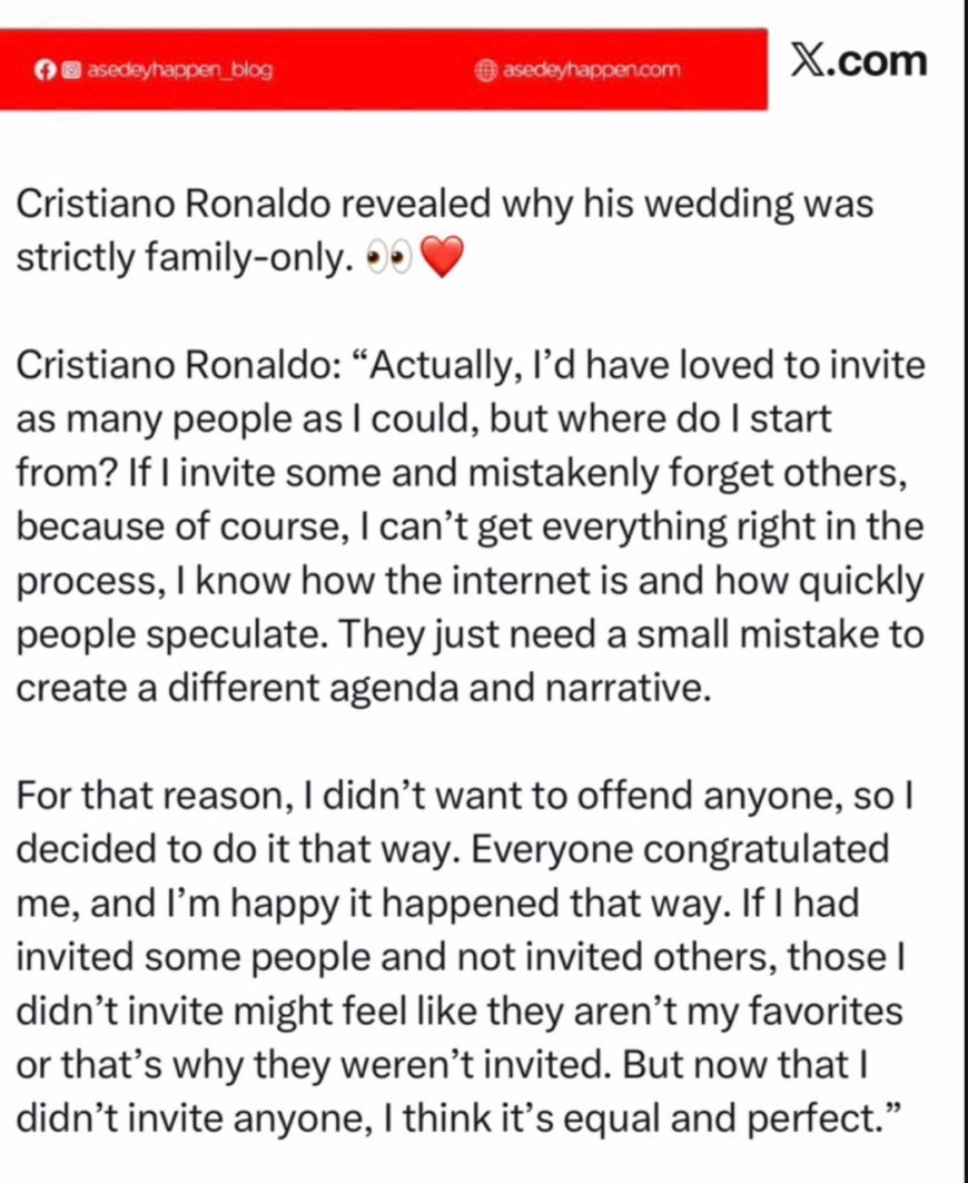 Why Cristiano Ronaldo Kept His Wedding So Private