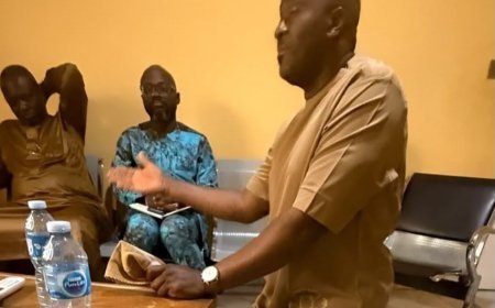 Desmond Elliot Goes on His Knees to Apologise to Femi Gbajabiamila
