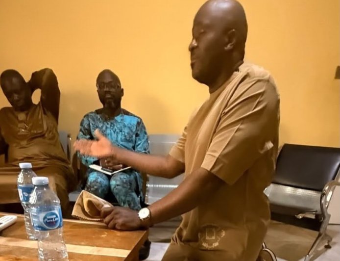 Desmond Elliot Goes on His Knees to Apologise to Femi Gbajabiamila