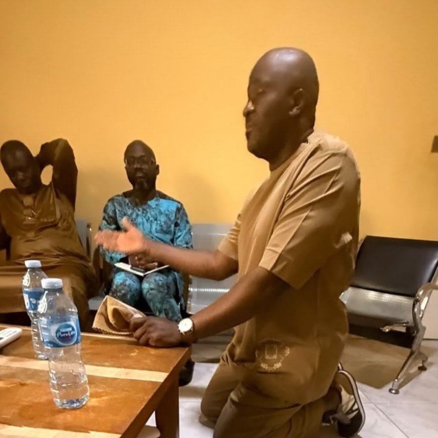 Desmond Elliot Goes on His Knees to Apologise to Femi Gbajabiamila