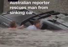 ABC Reporter and Bystander Rescue Man Moments Before Floodwaters Submerge His Car in Australia