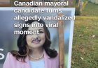 Canadian Mayoral Candidate Goes Viral After Directly Addressing Alleged Vandalism of Her Campaign Signs