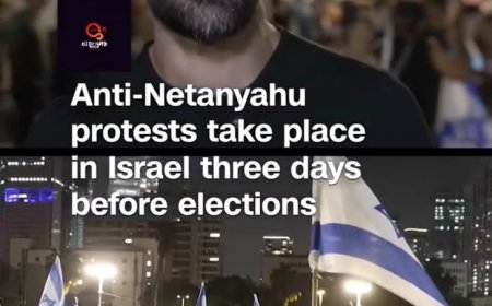 Thousands of Israelis Protest Netanyahu in Tel Aviv Ahead of Crucial Elections  Thousands of Israelis took to the streets of Tel Aviv to protest against Prime Minister Benjamin Netanyahu, just three days before Israel’s consequential elections