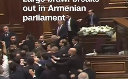 CHAOS IN ARMENIA’S PARLIAMENT AS LAWMAKERS BREAK INTO FISTFIGHT!