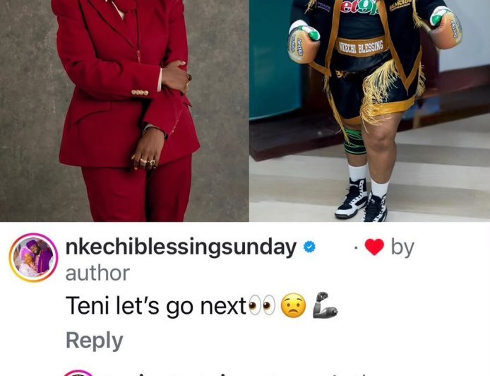 “You Wey Suppose Be My Bouncer!” ???????? Teni Reacts After Nkechi Blessing Suggests Boxing Match