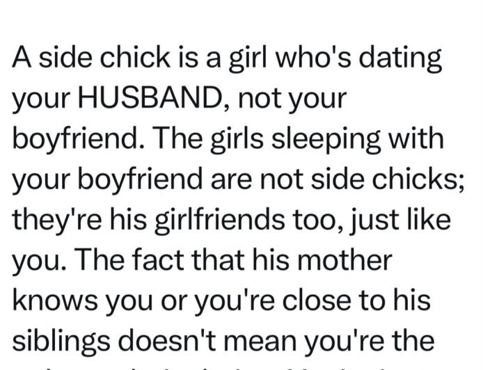 Lady Shares Her Hilarious Definition of a Side Chick ???????????? Is she right