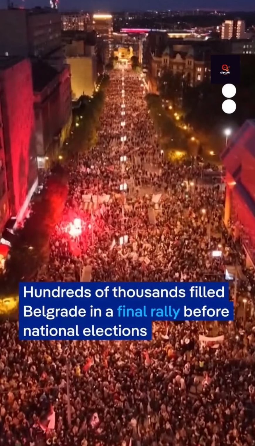 Huge Crowds Gather in Belgrade as Serbia’s Political Rivals Hold Final Election Rallies