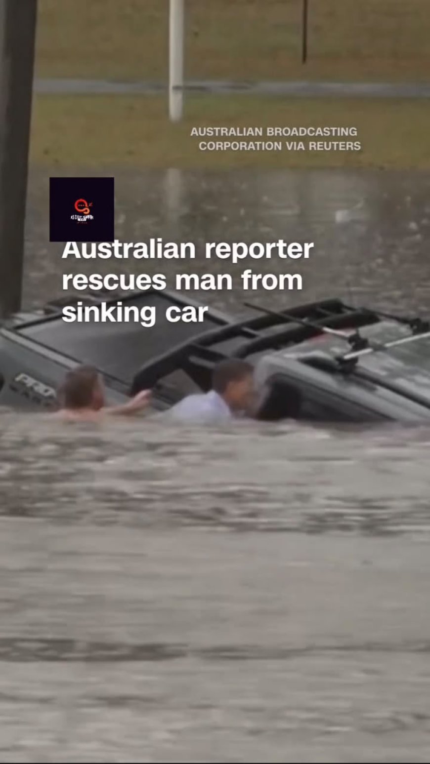 ABC Reporter and Bystander Rescue Man Moments Before Floodwaters Submerge His Car in Australia