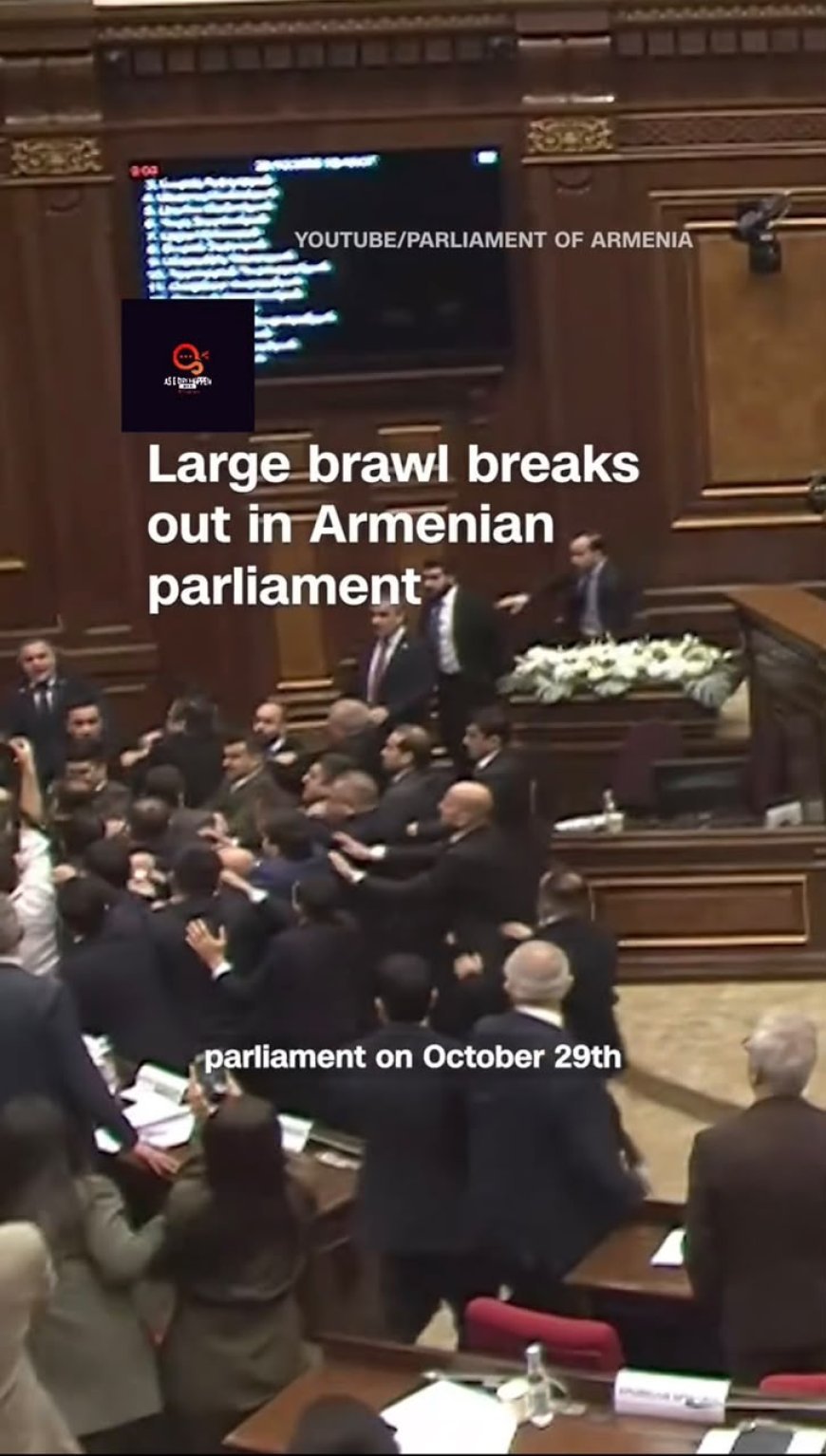 CHAOS IN ARMENIA’S PARLIAMENT AS LAWMAKERS BREAK INTO FISTFIGHT!