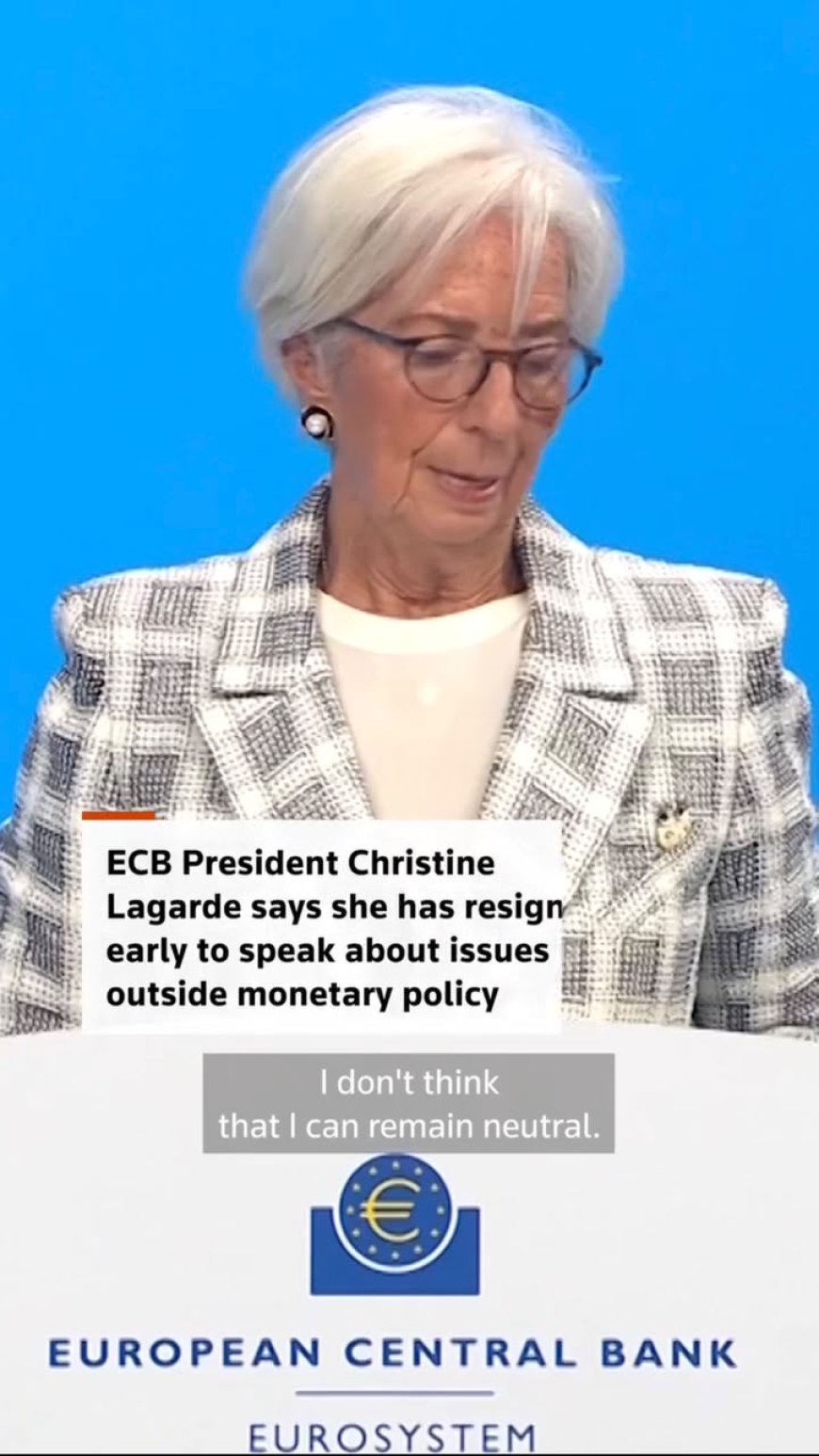 EUROPEAN CENTRAL BANK PRESIDENT CHRISTINE LAGARDE RESIGNS AHEAD OF SCHEDULE AMID ECONOMIC AND POLITICAL UNCERTAINTY